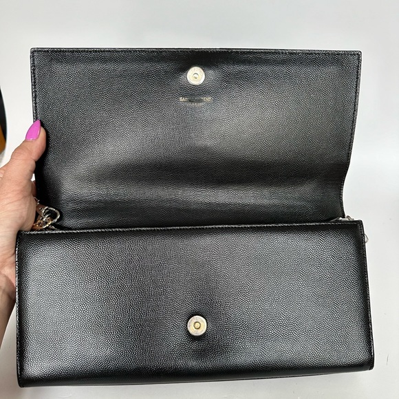 π― YSL Saint Laurent Large Black Leather Clutch on Chain w/ auth cert - Picture 6 of 14